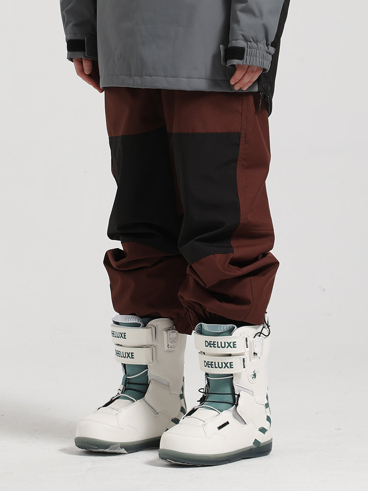 Men's Pink Color-Block Straight-Leg Snow Pants