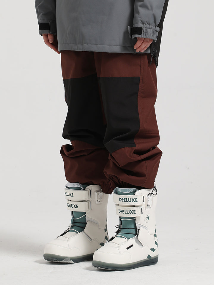 Men's Army Green Color-Block Straight-Leg Snow Pants