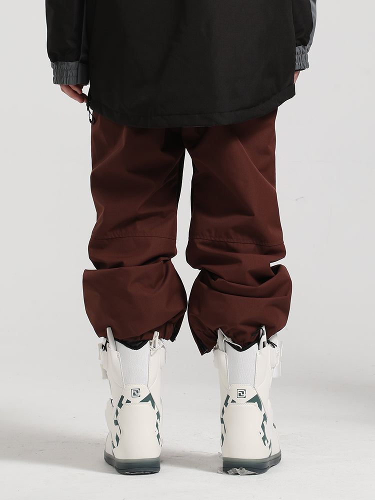 Unisex Light Purple Color-Block Straight-Leg Snow Pants