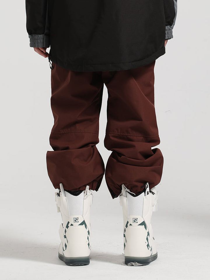 Men's Light Purple Color-Block Straight-Leg Snow Pants