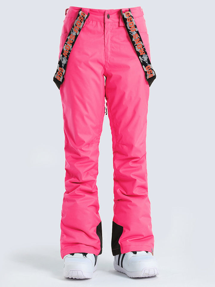 Gsou Snow Pantalon de ski de snowboard rose chaud et imperméable pour femme