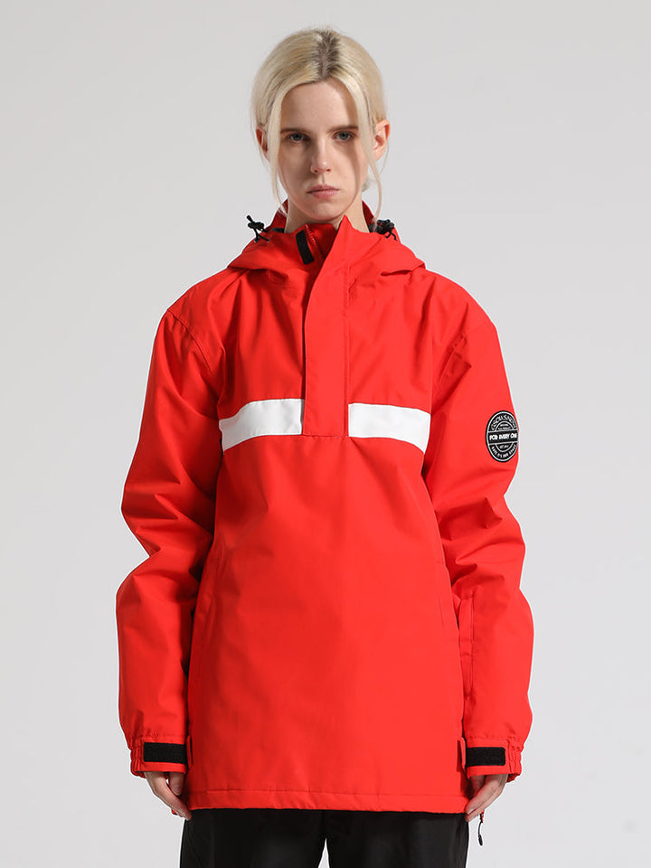 Women's Red Side-Open Ventilated Waterproof Insulated Snow Anorak