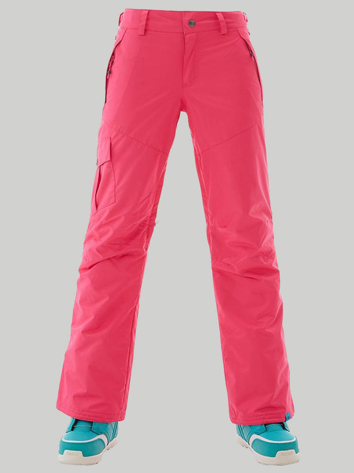 Gsou Snow Damen-Skihose, warm, hoch, wasserdicht, winddicht, Rosa, Schneehose