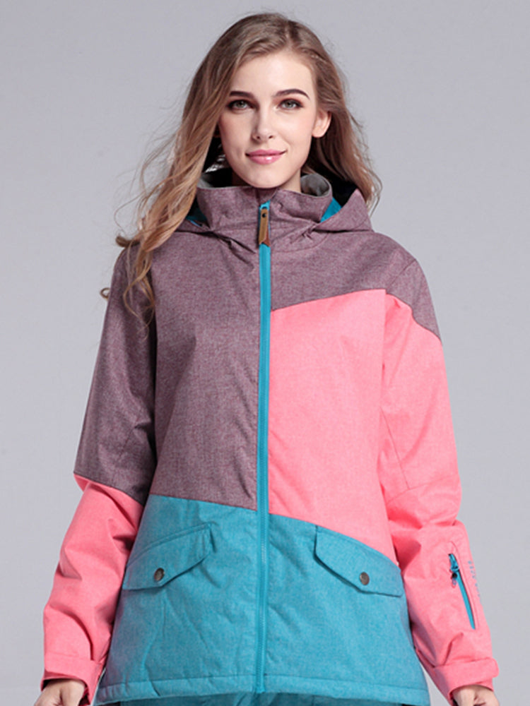 Womens Colorful Ski Jacket 10K Windproof and Waterproof Snowboard Jacket