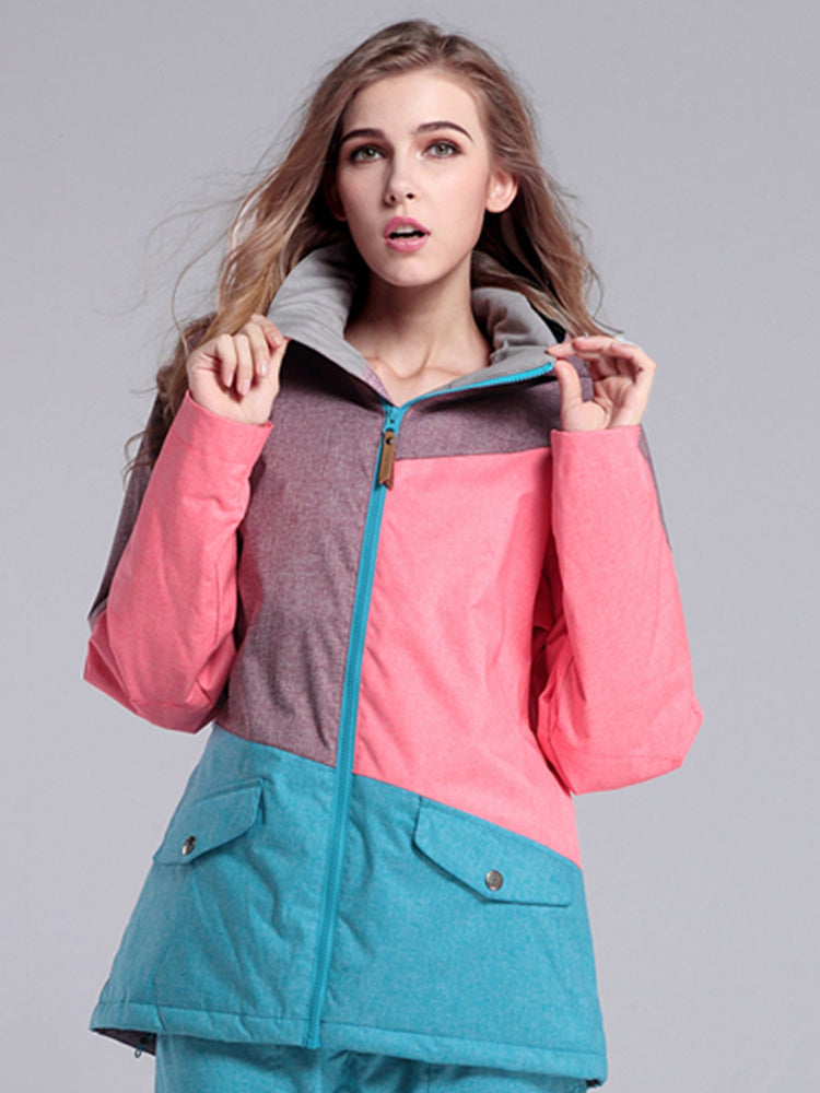 Womens Colorful Ski Jacket 10K Windproof and Waterproof Snowboard Jacket