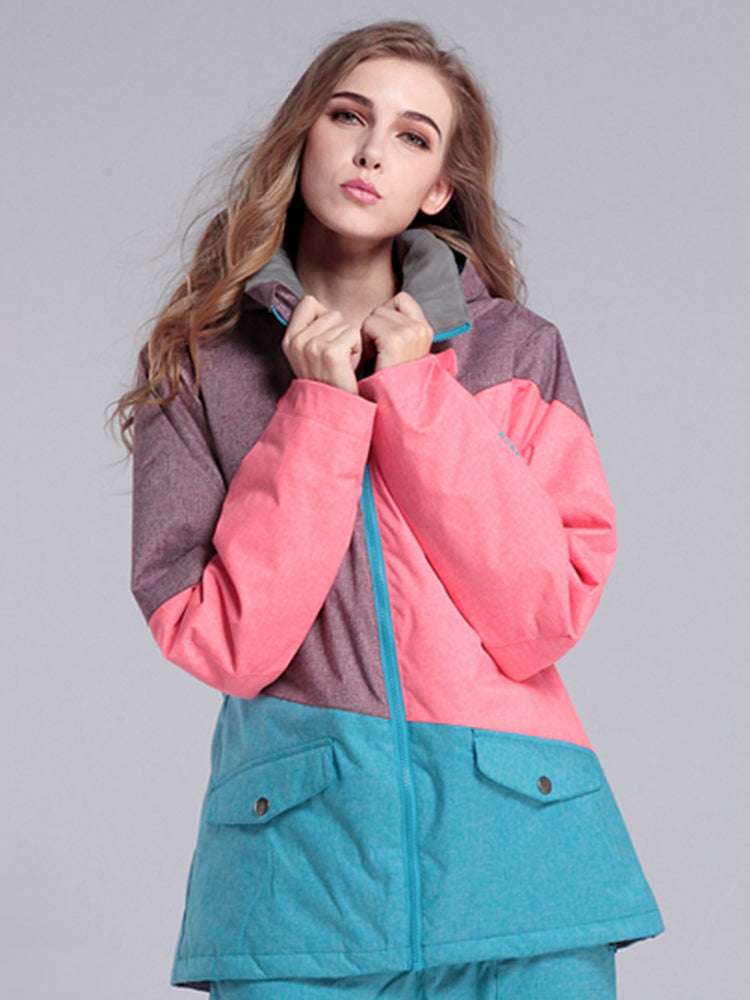 Womens Colorful Ski Jacket 10K Windproof and Waterproof Snowboard Jacket