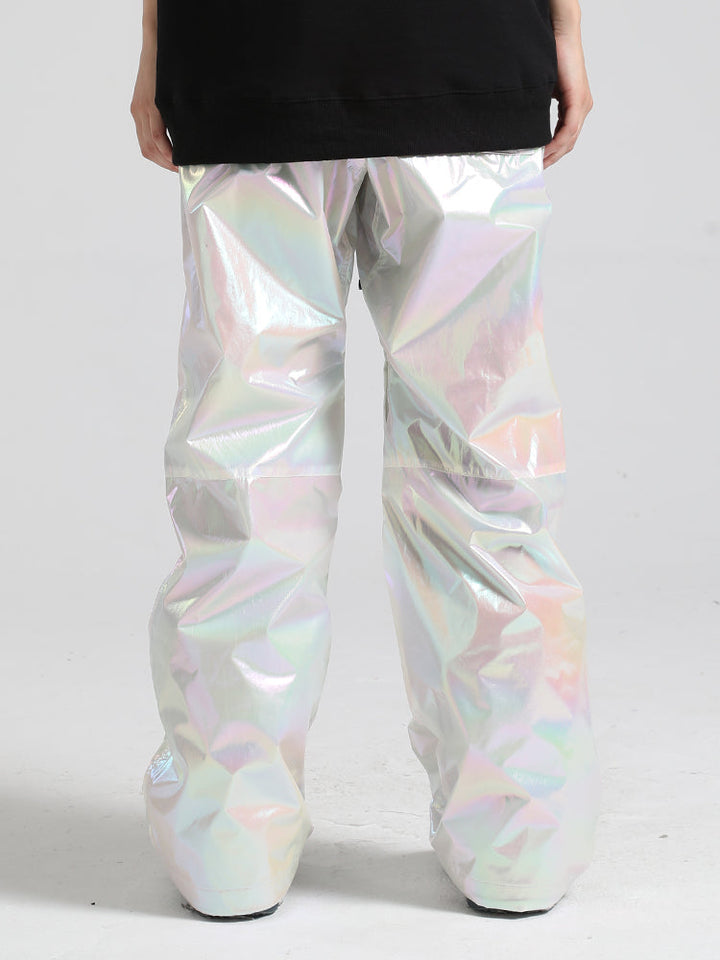 Women's Silver Stylish Glossy Waterproof Snow Pants