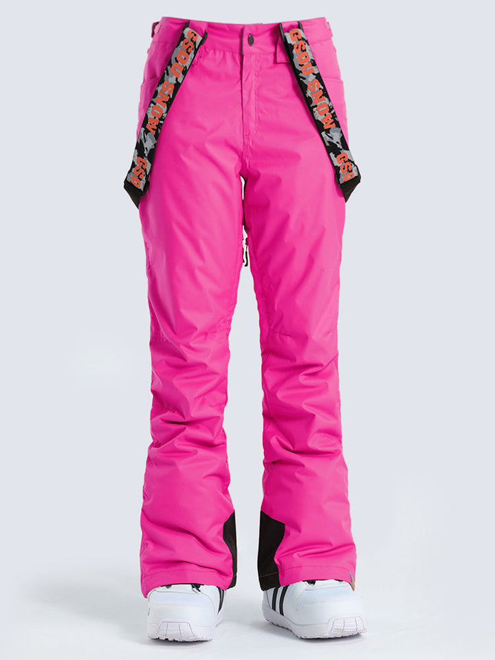 Gsou Snow Pantalon de ski de snowboard rose chaud et imperméable pour femme