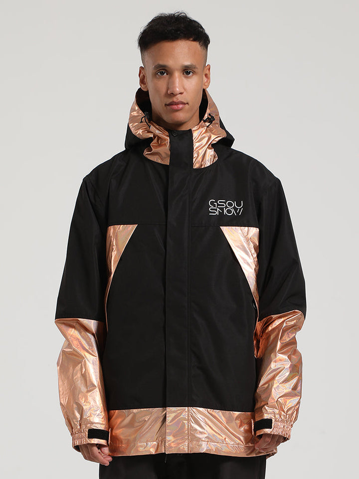 Men's Black & Rose Gold Full-Zip Storm Flap Color-Block Insulated Snow Jacket