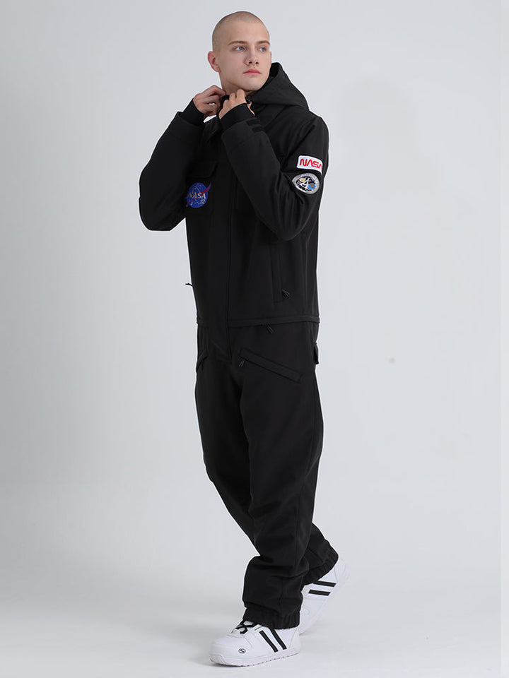 Men's One Picece Snowboard Waterproof Night Black Ski Suits