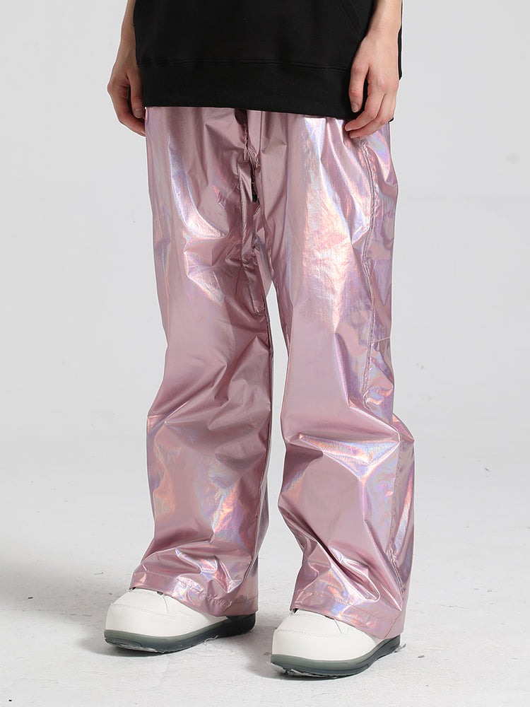 Men's Silver Stylish Glossy Waterproof Snow Pants