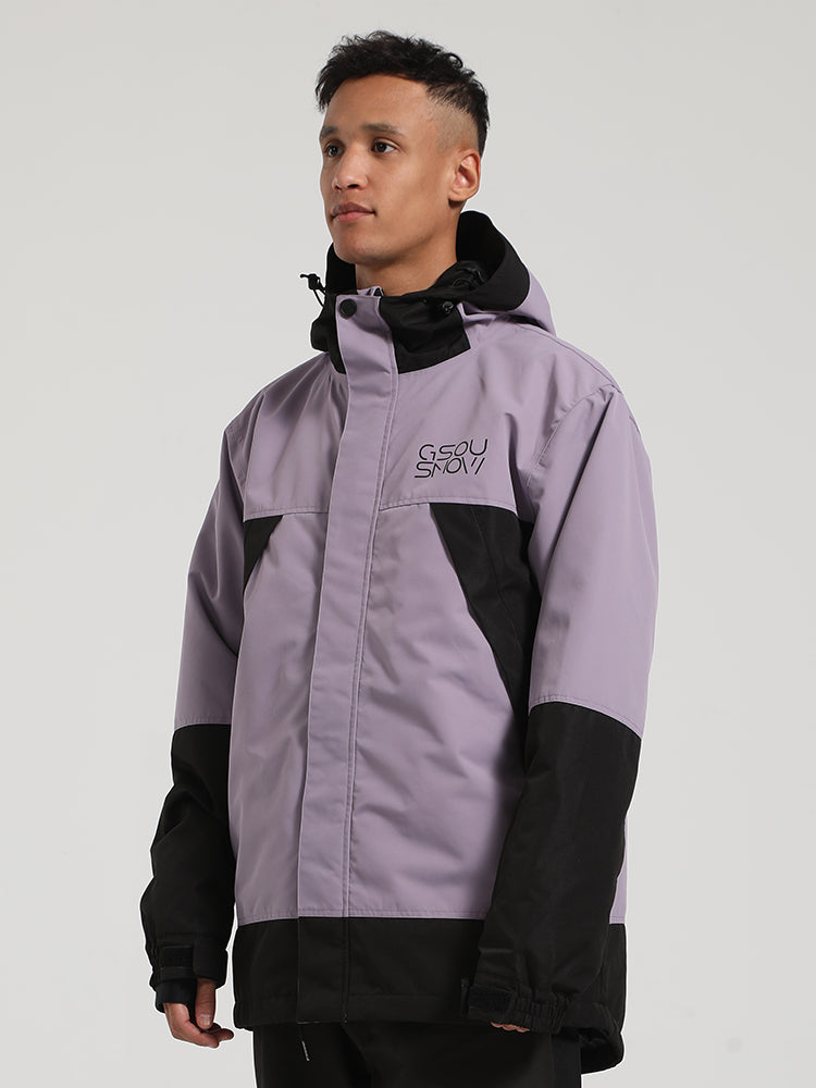 Men's Purple & Black Full-Zip Storm Flap Color-Block Insulated Snow Jacket