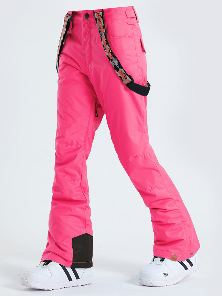 Gsou Snow Pantalon de ski de snowboard rose chaud et imperméable pour femme