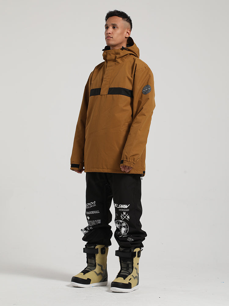 Gsou Snow Men's Brown Pullover Ski Suit