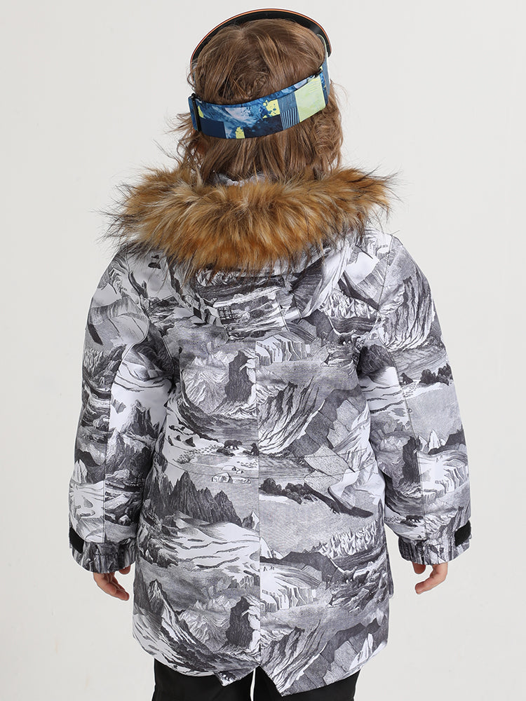 Landscape Painting Winter Kids Colorful Snowboard Jacket