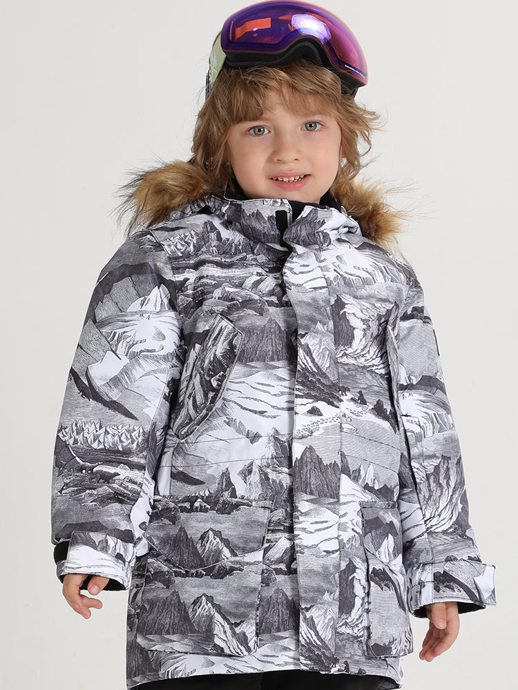 Landscape Painting Winter Kids Colorful Snowboard Jacket