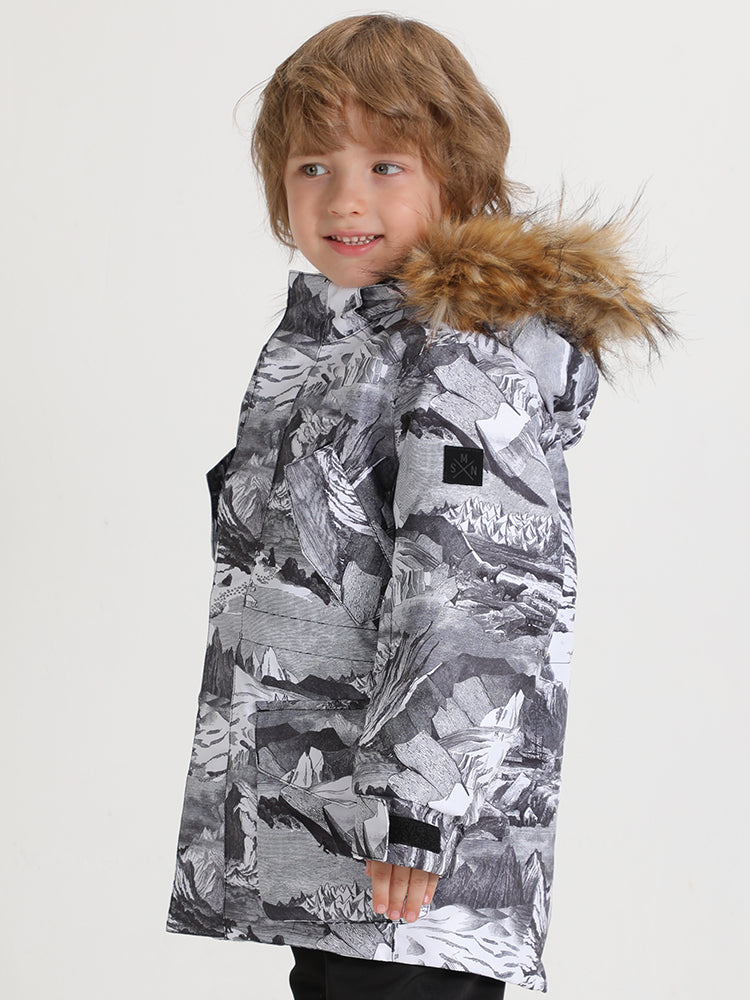 Landscape Painting Winter Kids Colorful Snowboard Jacket