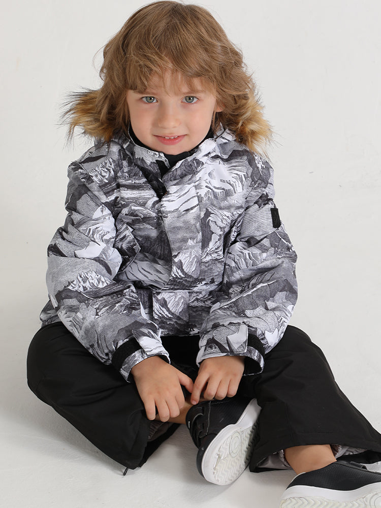 Landscape Painting Winter Kids Colorful Snowboard Jacket