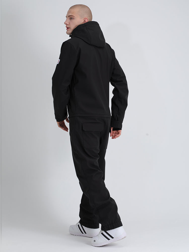 Men's One Picece Snowboard Waterproof Night Black Ski Suits