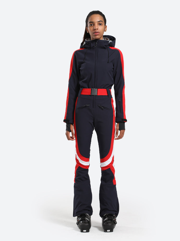 Women's Navy Stylish Athleticism One-Piece Ski Suit