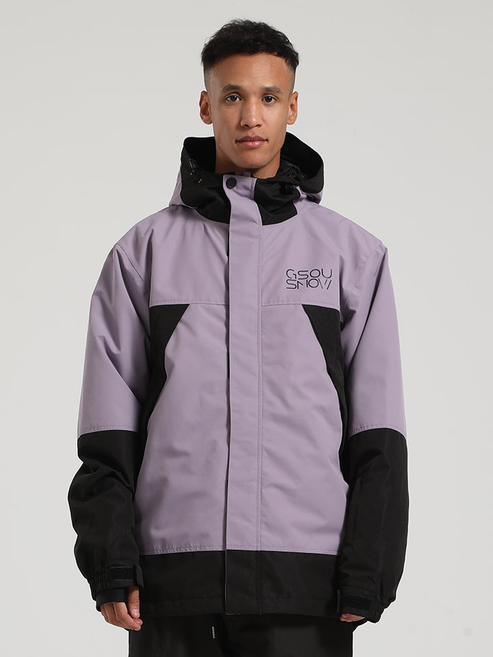 Men's Purple & Black Full-Zip Storm Flap Color-Block Insulated Snow Jacket