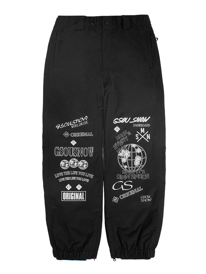 Gsou Snow Men's Light Grey Print Ski Pants