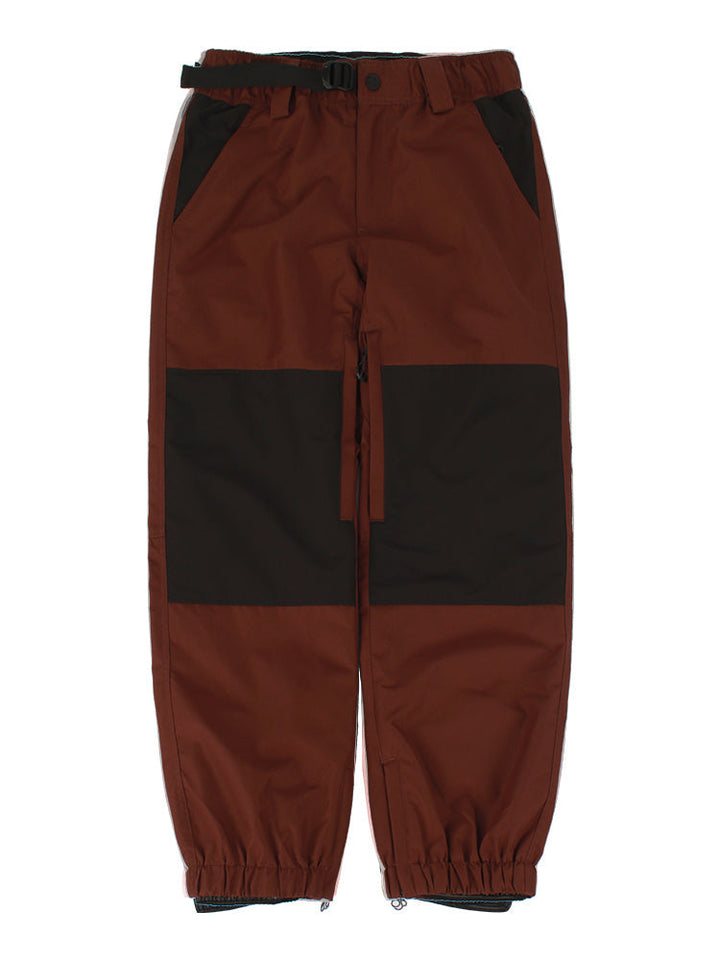 Women's Claret Color-Block Straight-Leg Snow Pants