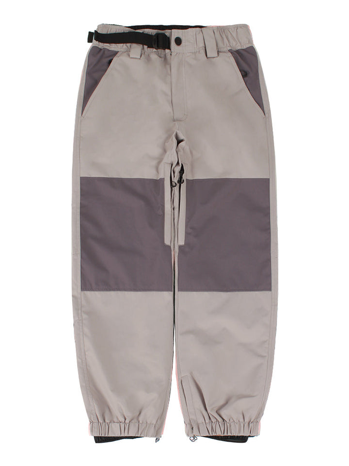 Men's Pink Color-Block Straight-Leg Snow Pants