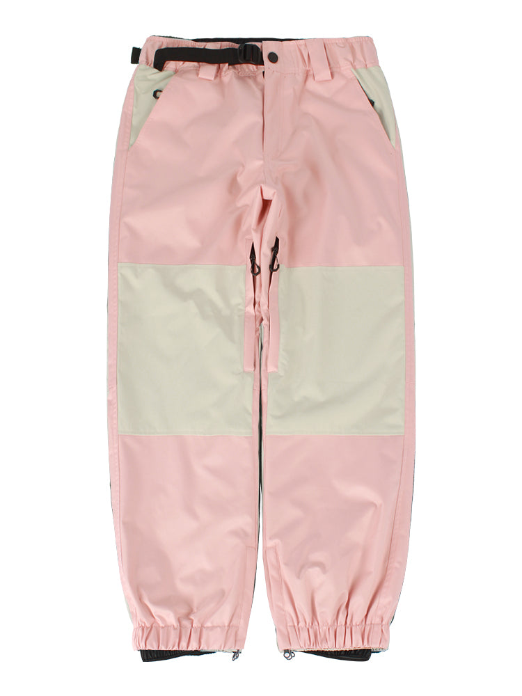 Men's Pink Color-Block Straight-Leg Snow Pants