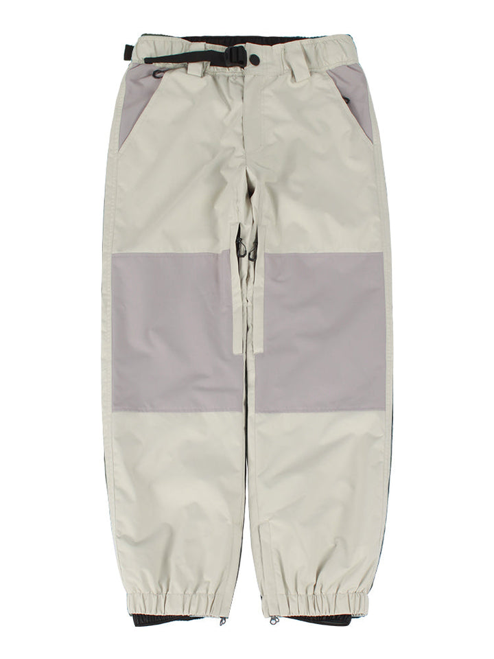 Unisex Light Purple Color-Block Straight-Leg Snow Pants