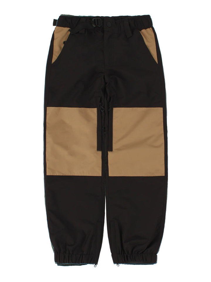 Women's Beige Color-Block Straight-Leg Snow Pants