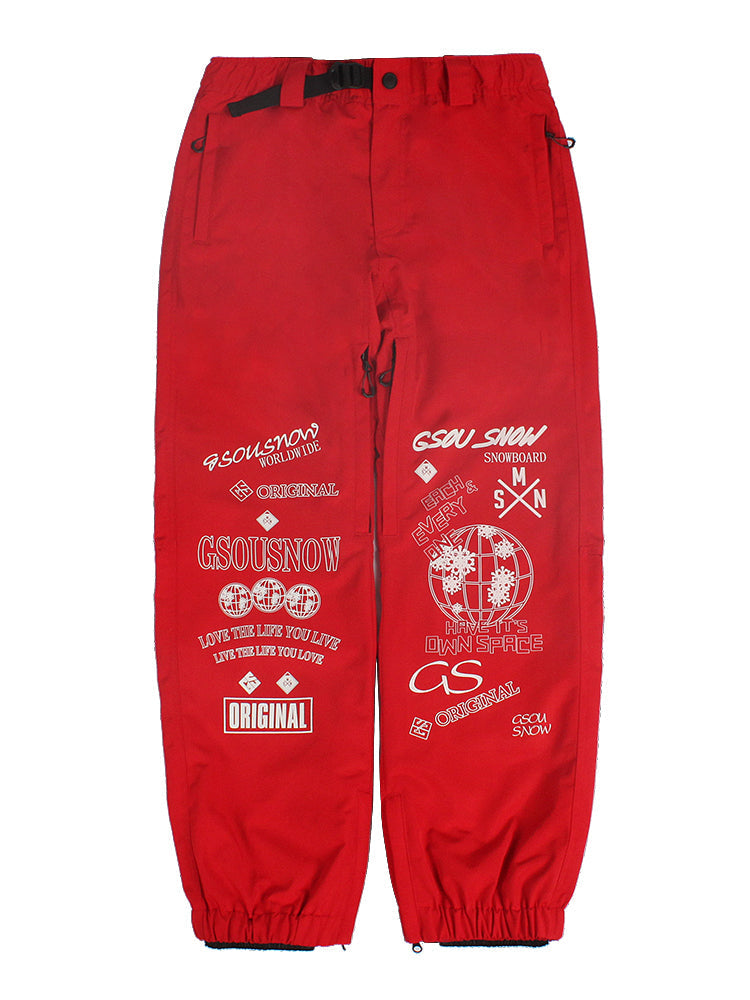 Gsou Snow Men's Light Grey Print Ski Pants